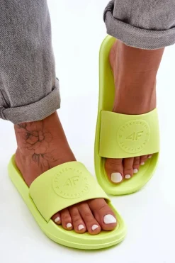 Clearance 4F Damskie Sportowe Klapki SS23FFLIF069-72S Limonkowe