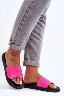 4F Klapki Sportowe|Klapki Damskie Klasyczne*Damskie Sportowe Klapki SS23FFLIF069-55S Różowo-Czarne