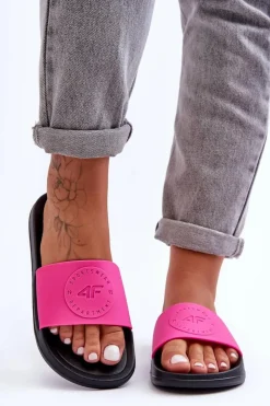 4F Klapki Sportowe|Klapki Damskie Klasyczne*Damskie Sportowe Klapki SS23FFLIF069-55S Różowo-Czarne