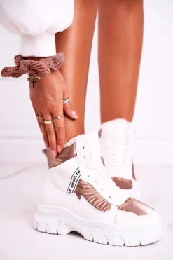 Boto Śniegowce Damskie|Botki Sznurowane*Damskie Sportowe Śniegowce Z Futerkiem Białe Euphoria