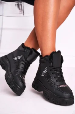 Damskie Boto Damskie Sportowe Śniegowce Z Futerkiem Czarne Euphoria