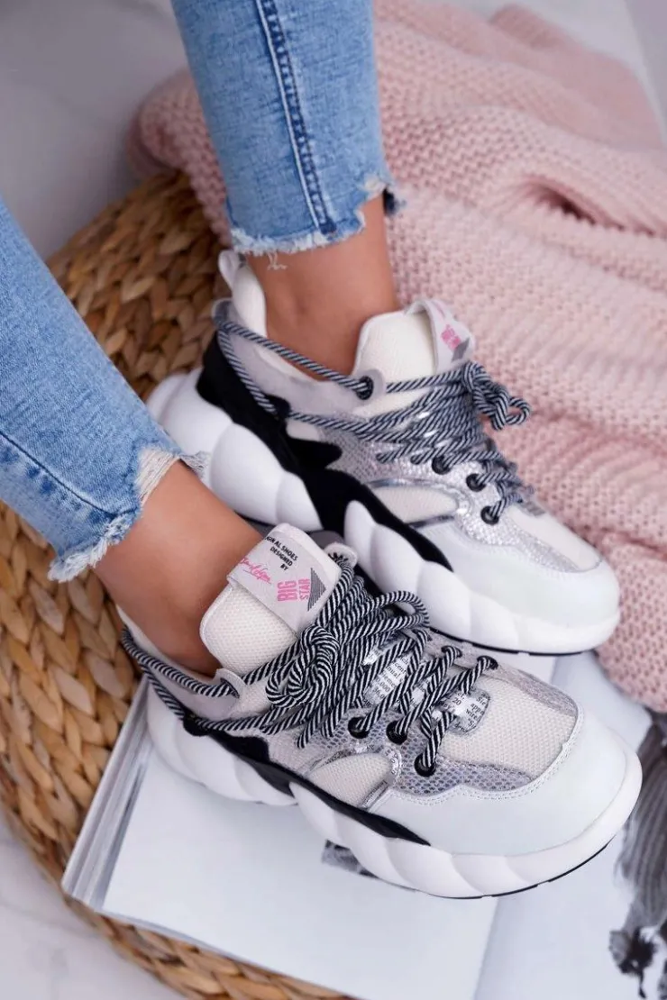 Big Star Shoes Buty Sportowe Big Star*Damskie Sportowe Obuwie Big Star by Daniel Lopez Białe FF274A546