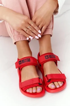 Sale Big Star Shoes Damskie Sportowe Sandały Big Star HH274A027 Czerwone Czerwony