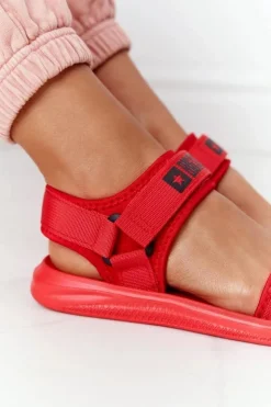 Sale Big Star Shoes Damskie Sportowe Sandały Big Star HH274A027 Czerwone Czerwony
