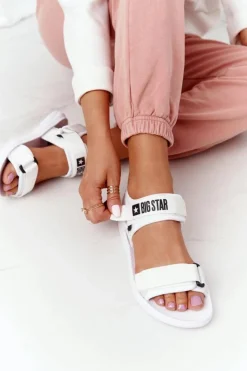 Damskie Big Star Shoes Damskie Sportowe Sandały Big Star HH274A026 Białe