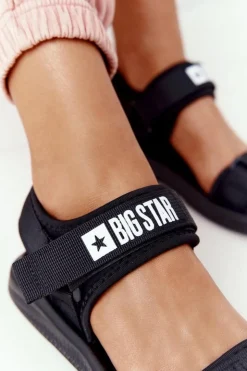 Big Star Shoes Sandały Big Star|Sandały Płaskie*Damskie Sportowe Sandały Big Star HH274A024 Czarne Czarny