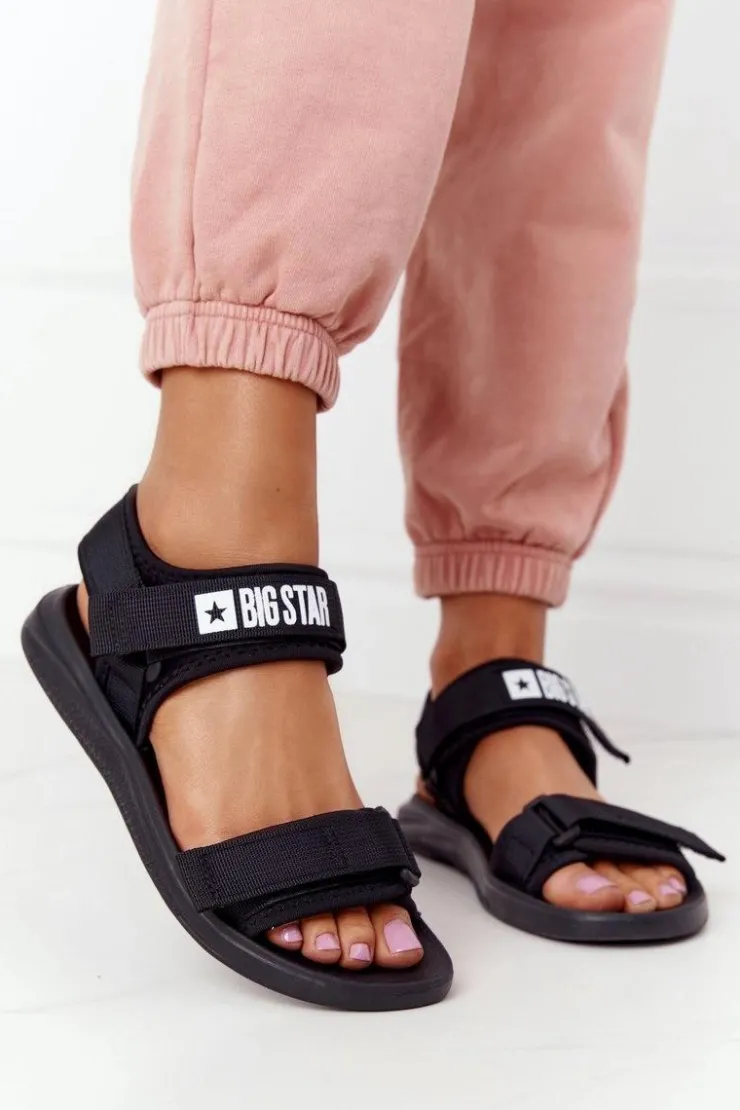 Big Star Shoes Sandały Big Star|Sandały Płaskie*Damskie Sportowe Sandały Big Star HH274A024 Czarne Czarny