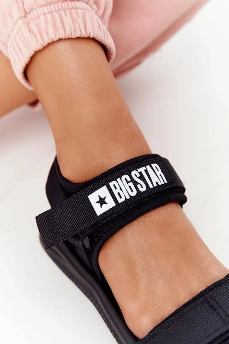 Big Star Shoes Sandały Big Star|Sandały Płaskie*Damskie Sportowe Sandały Big Star HH274A024 Czarne Czarny