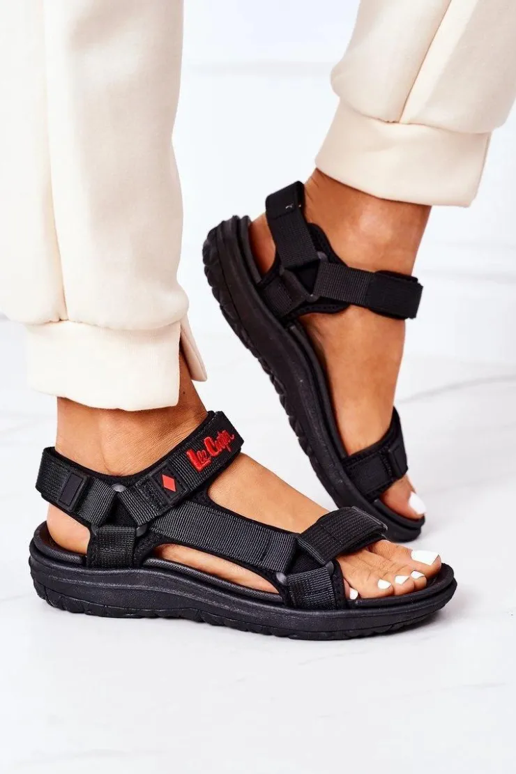 Lee Cooper Sandały Płaskie*Damskie Sportowe Sandały LCW-22-34-0961 Czarne