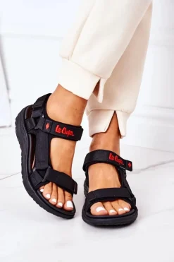 Lee Cooper Sandały Płaskie*Damskie Sportowe Sandały LCW-22-34-0961 Czarne