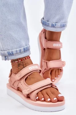 Outlet Big Star Shoes Damskie Sportowe Sandały Na Platformie Big Star LL274788 Różowe Różowy