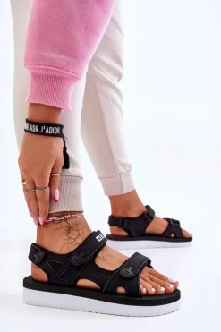 Damskie Big Star Shoes Damskie Sportowe Sandały Na Platformie Big Star LL274789 Czarne