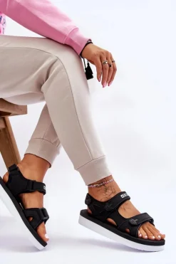 Damskie Big Star Shoes Damskie Sportowe Sandały Na Platformie Big Star LL274789 Czarne