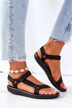 Damskie Boto Damskie Sportowe Sandały Na Rzepy Czarne Ultimate