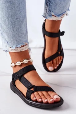 Damskie Boto Damskie Sportowe Sandały Na Rzepy Czarne Ultimate