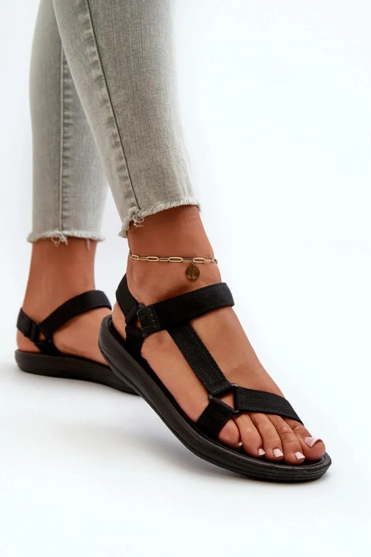 Best Boto Damskie Sportowe Sandały Na Rzepy Czarne Vilari Czarny