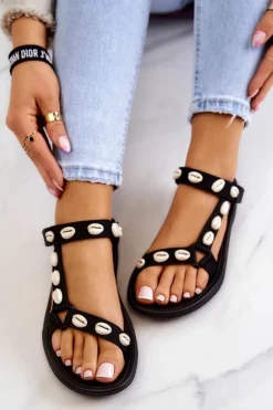 Discount Boto Damskie Sportowe Sandały Ozdobne Muszle Czarne Conner