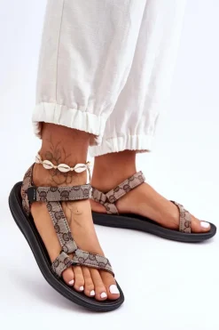 Boto Sandały Płaskie*Damskie Sportowe Sandały We Wzory Brązowe Ultimate