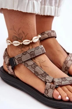Boto Sandały Płaskie*Damskie Sportowe Sandały We Wzory Brązowe Ultimate
