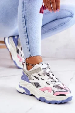 Online GOE Damskie Sportowe Skórzane Sneakersy JJ2N4090 Multikolor