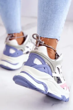 Online GOE Damskie Sportowe Skórzane Sneakersy JJ2N4090 Multikolor