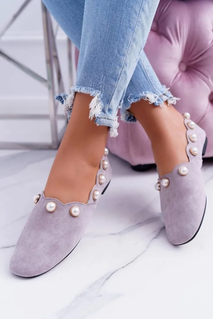 Boto Baleriny Klasyczne*Damskie Szare Baleriny Lu Boo Milis