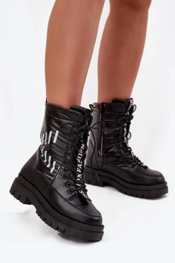 Buty damskie Vinceza Śniegowce Damskie|Damskie Trapery*Damskie Sznurowane Botki Śniegowce Vinceza 23-34586 Czarne Czarny