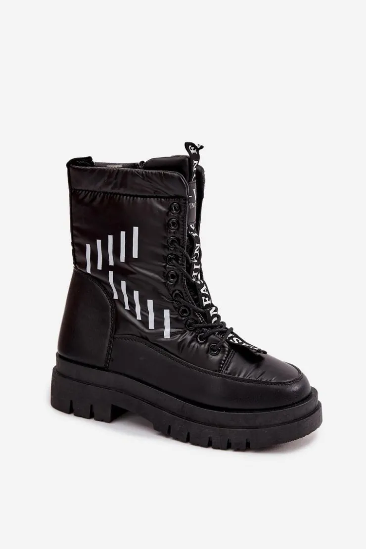 Buty damskie Vinceza Śniegowce Damskie|Damskie Trapery*Damskie Sznurowane Botki Śniegowce Vinceza 23-34586 Czarne Czarny