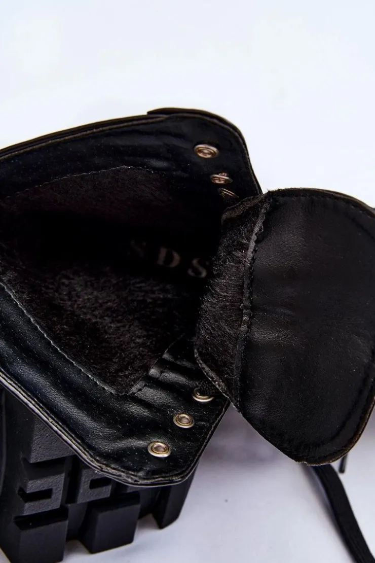 Online Boto Damskie Sznurowane Botki Trapery Z Ociepleniem Czarne Nomi