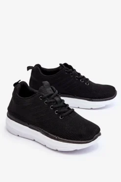 Damskie Boto Damskie Sznurowane Buty Sportowe Czarne Lavarone