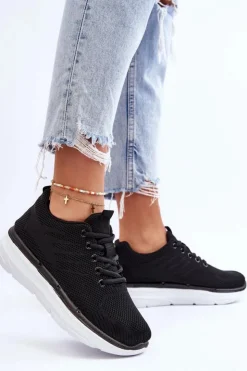 Damskie Boto Damskie Sznurowane Buty Sportowe Czarne Lavarone