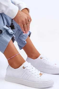 Damskie Boto Damskie Sznurowane Trampki Białe Etna