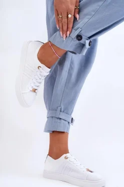 Damskie Boto Damskie Sznurowane Trampki Białe Etna