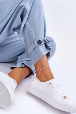 Damskie Boto Damskie Sznurowane Trampki Białe Etna