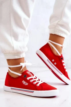 Big Star Shoes Trampki Damskie Big Star|Trampki Damskie Niskie*Damskie Tenisówki BIG STAR HH274061 Czerwone