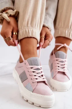 Big Star Shoes Trampki Damskie Big Star|Trampki Damskie Niskie*Damskie Tenisówki BIG STAR JJ274481 Różowe