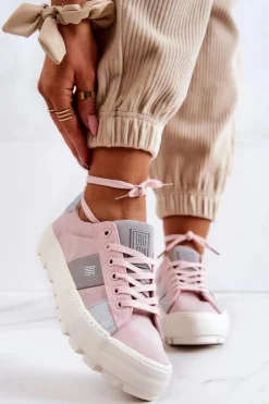 Big Star Shoes Trampki Damskie Big Star|Trampki Damskie Niskie*Damskie Tenisówki BIG STAR JJ274481 Różowe