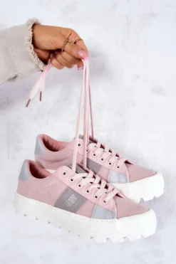 Big Star Shoes Trampki Damskie Big Star|Trampki Damskie Niskie*Damskie Tenisówki BIG STAR JJ274481 Różowe