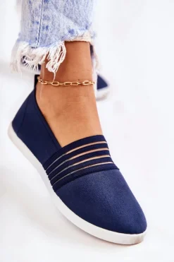 Damskie Damskie buty S.Barski Damskie Tenisówki Materiałowe Slip-On Granatowe Lilis