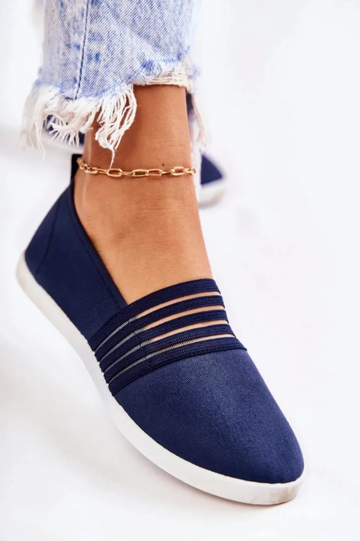 Damskie Damskie buty S.Barski Damskie Tenisówki Materiałowe Slip-On Granatowe Lilis