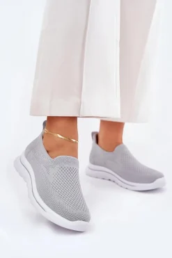 Damskie Evento Damskie Tenisówki Materiałowe Wsuwane Szare Adiora