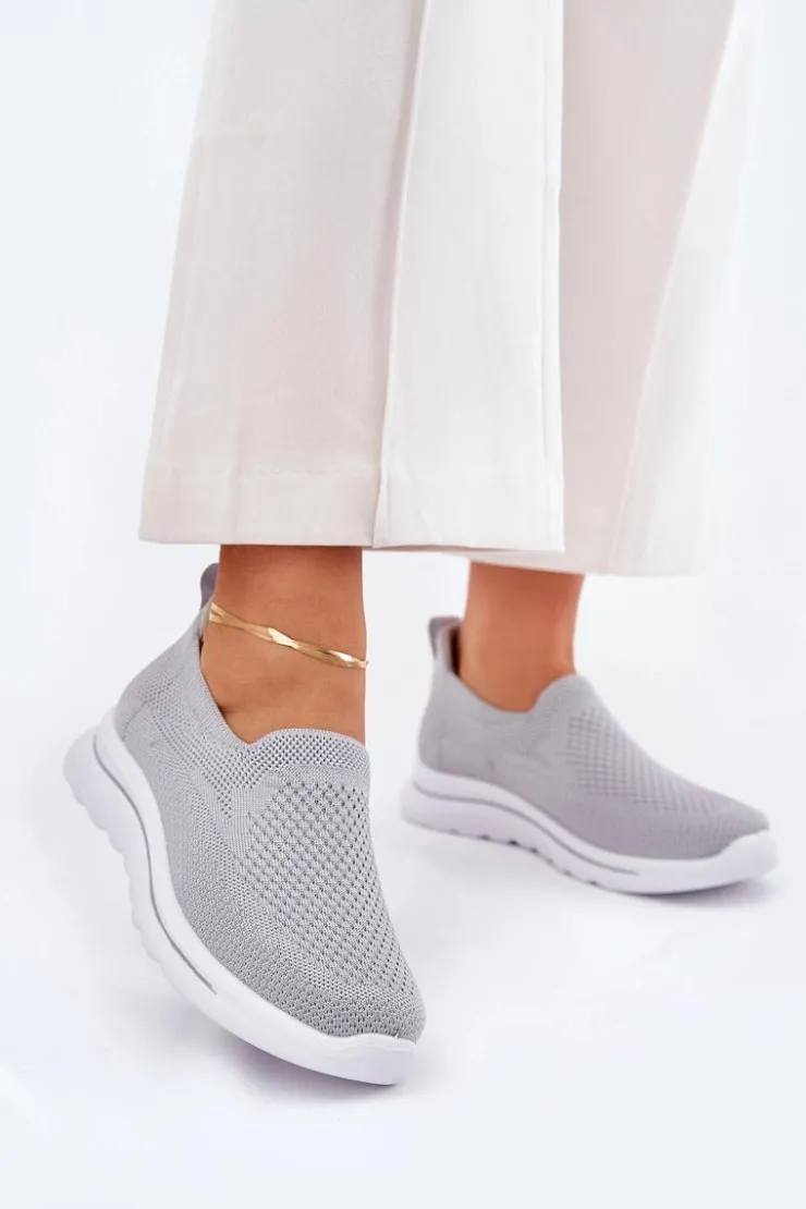 Damskie Evento Damskie Tenisówki Materiałowe Wsuwane Szare Adiora