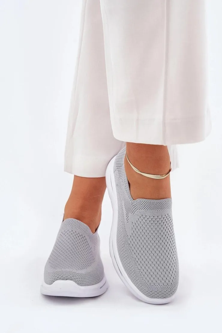 Damskie Evento Damskie Tenisówki Materiałowe Wsuwane Szare Adiora