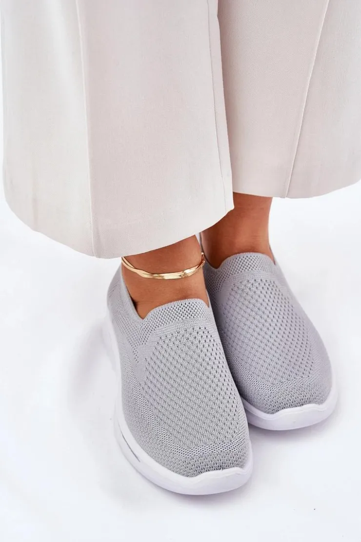 Damskie Evento Damskie Tenisówki Materiałowe Wsuwane Szare Adiora