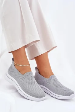 Damskie Evento Damskie Tenisówki Materiałowe Wsuwane Szare Adiora