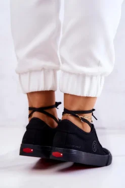 Cross Jeans Trampki Damskie Cross Jeans|Trampki Damskie Niskie*Damskie Tenisówki Materiałowe JJ2R4049C Czarne