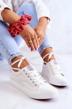 Best Cross Jeans Damskie Tenisówki Materiałowe JJ2R4050C Białe