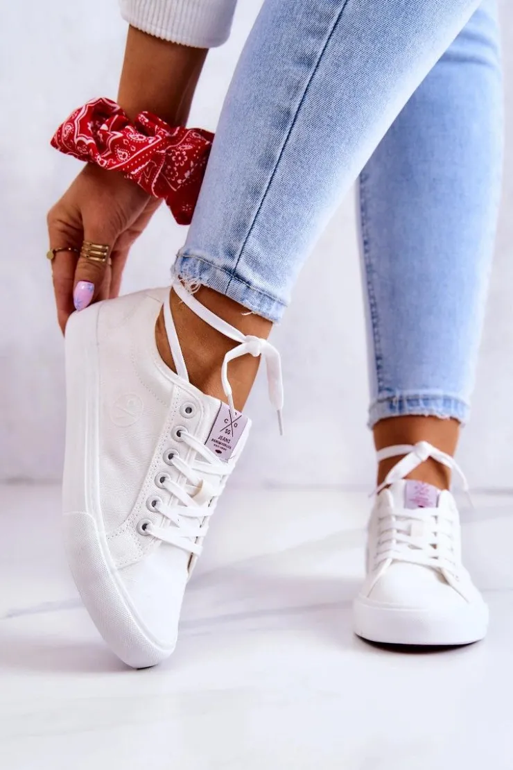 Best Cross Jeans Damskie Tenisówki Materiałowe JJ2R4050C Białe