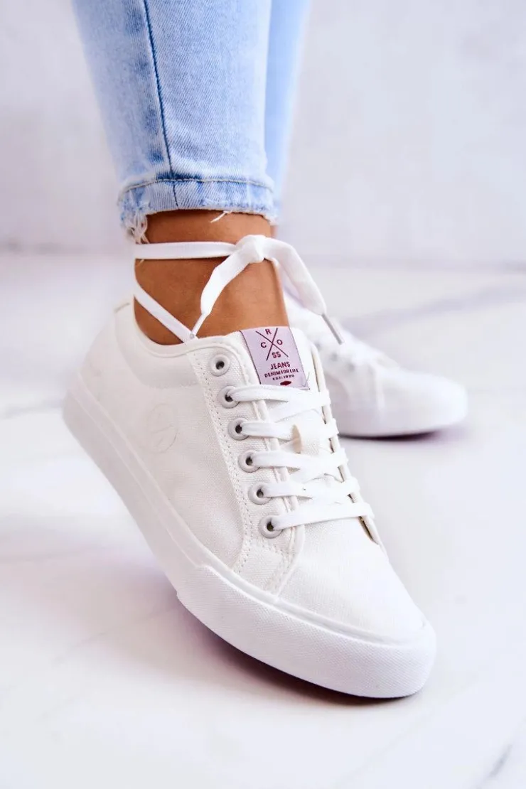 Best Cross Jeans Damskie Tenisówki Materiałowe JJ2R4050C Białe