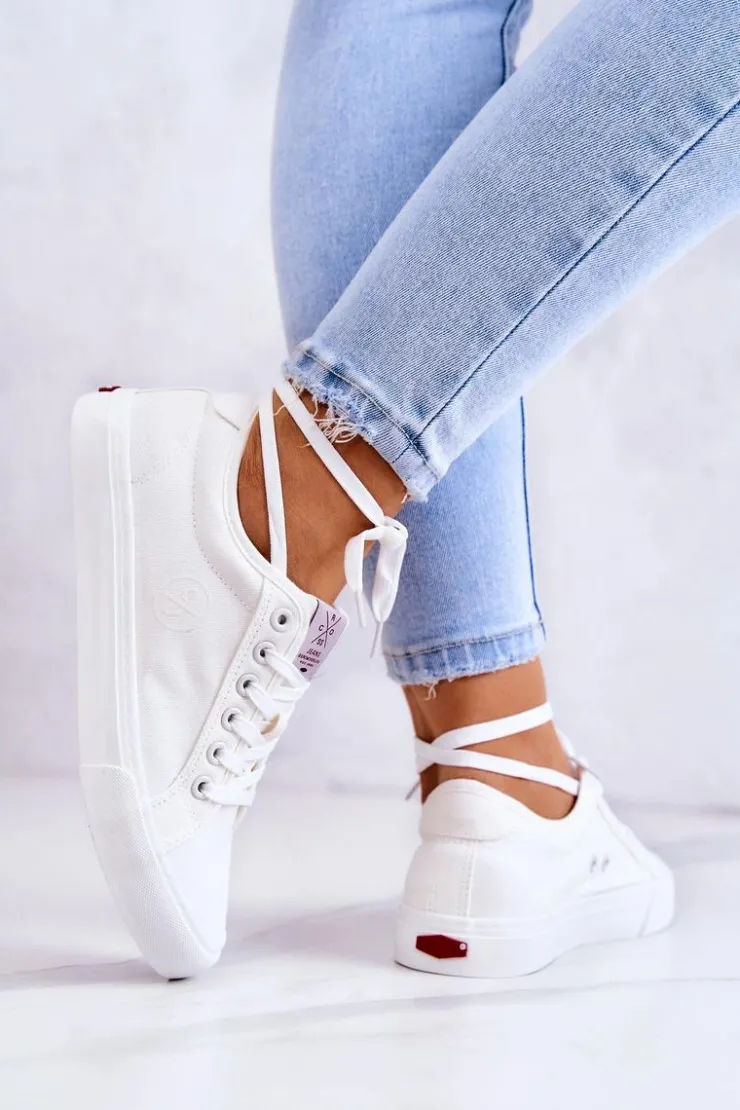 Best Cross Jeans Damskie Tenisówki Materiałowe JJ2R4050C Białe